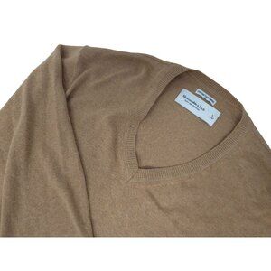 Abercrombie & Fitch Soft A&F Sweater L Cotton Cashmere Tan V-Neck Lightweight